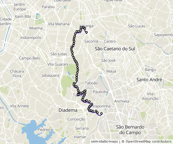 Mapa do itinerário da linha