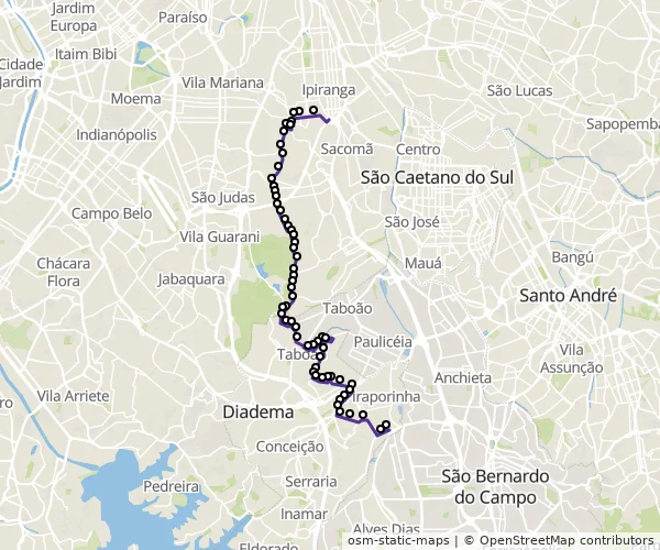 Mapa do itinerário da linha