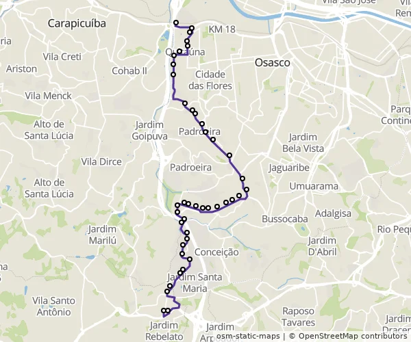 Mapa do itinerário da linha