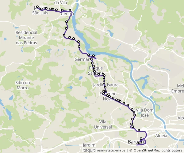 Mapa do itinerário da linha