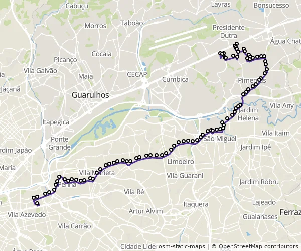 Mapa do itinerário da linha