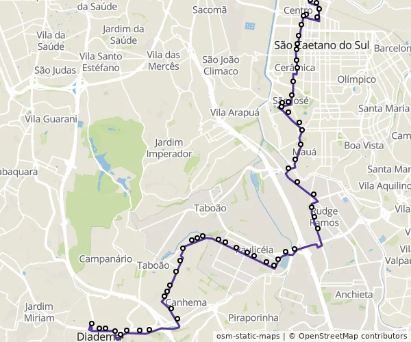 Mapa do itinerário da linha