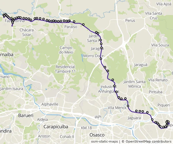 Mapa do itinerário da linha