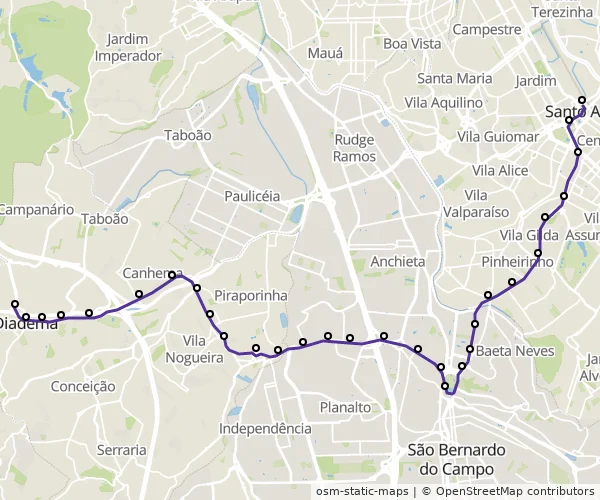 Mapa do itinerário da linha
