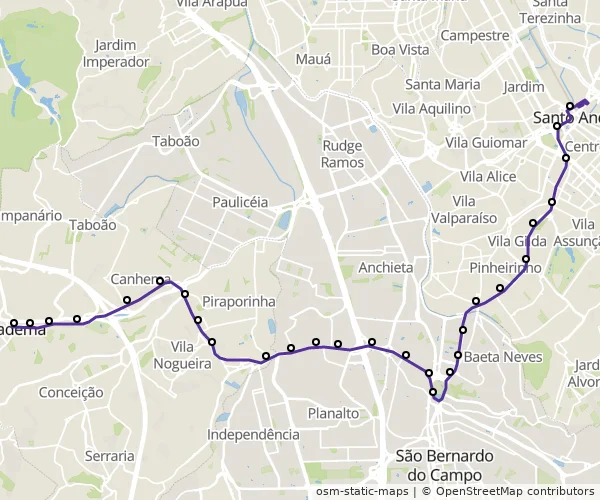 Mapa do itinerário da linha