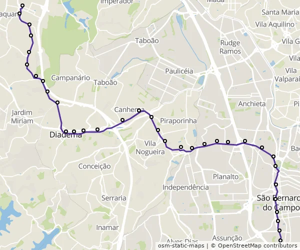 Mapa do itinerário da linha