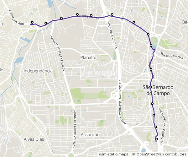 Mapa do itinerário da linha