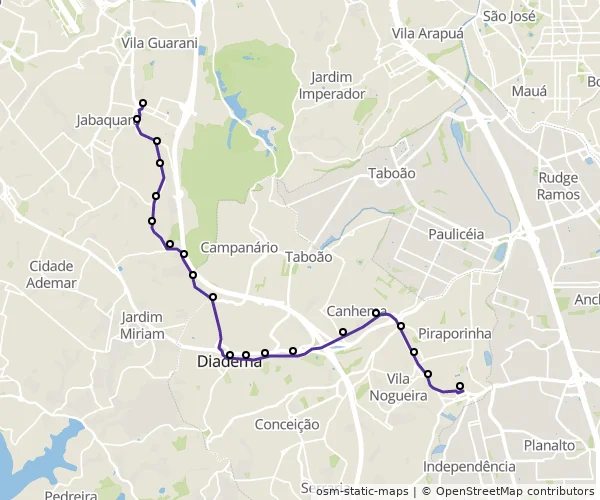 Mapa do itinerário da linha