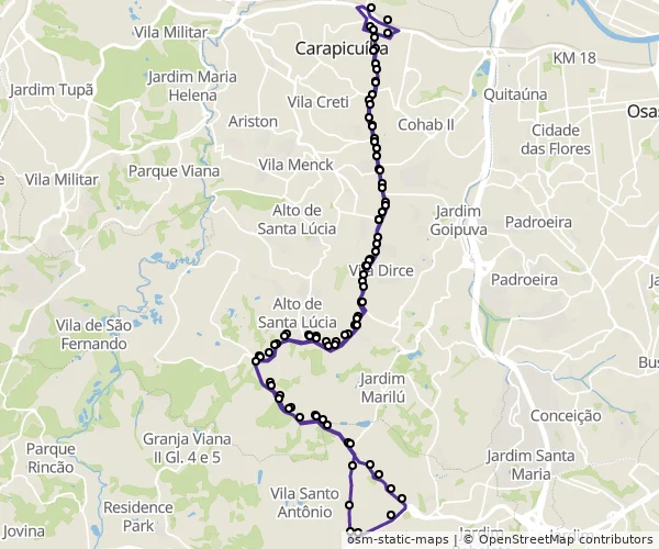 Mapa do itinerário da linha