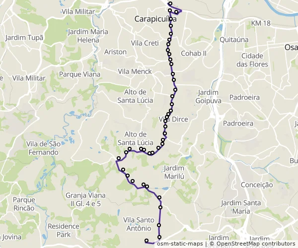 Mapa do itinerário da linha