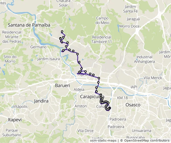 Mapa do itinerário da linha