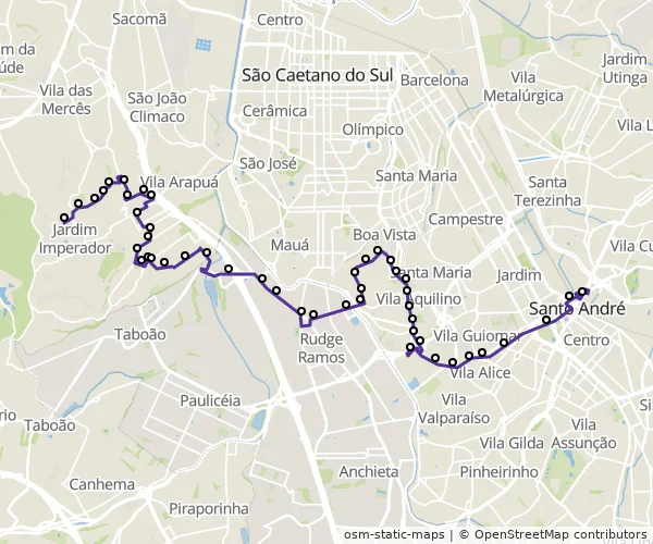 Mapa do itinerário da linha