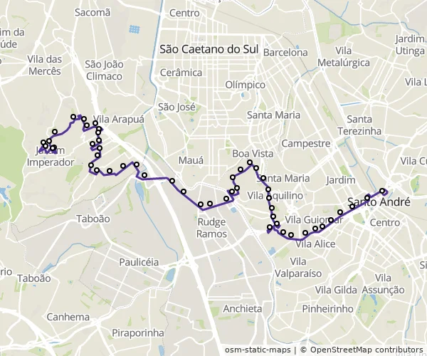 Mapa do itinerário da linha