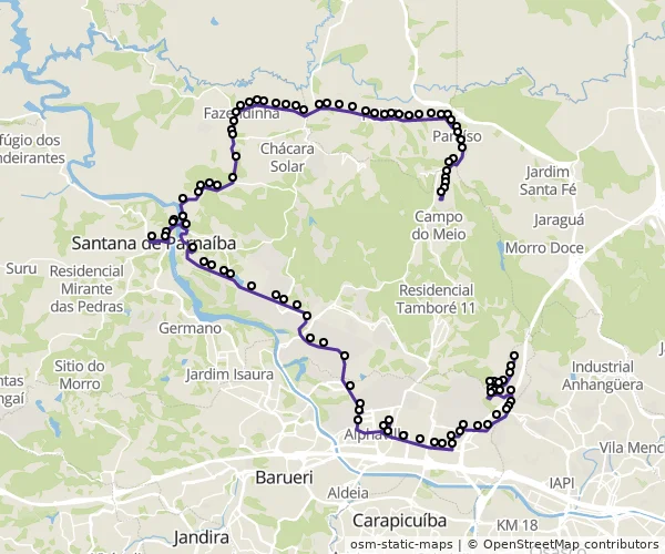 Mapa do itinerário da linha