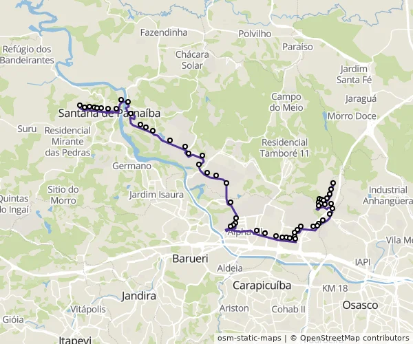 Mapa do itinerário da linha