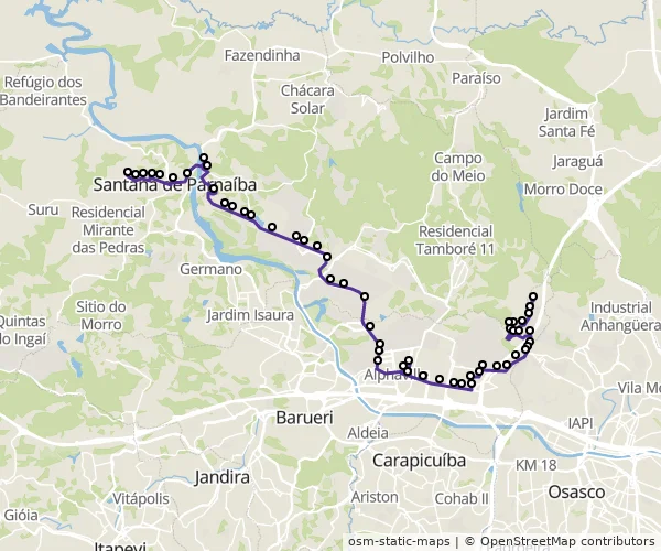Mapa do itinerário da linha