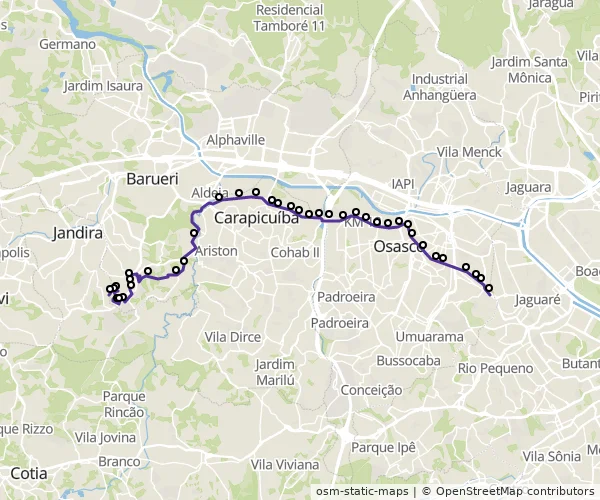 Mapa do itinerário da linha