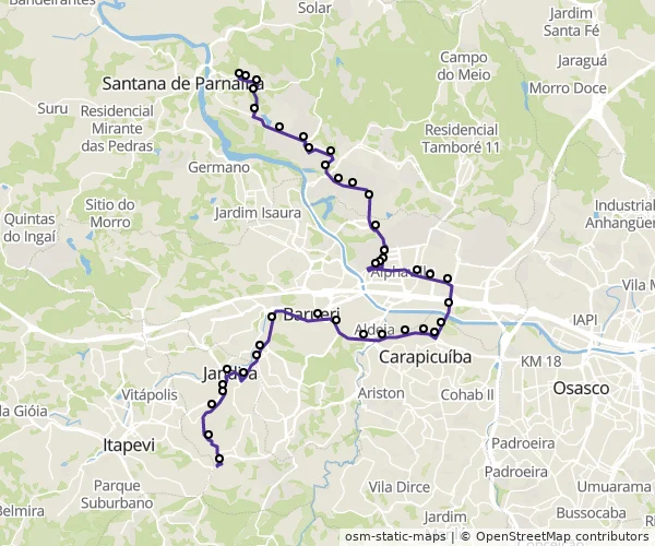 Mapa do itinerário da linha
