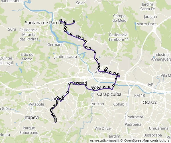 Mapa do itinerário da linha