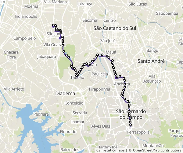 Mapa do itinerário da linha