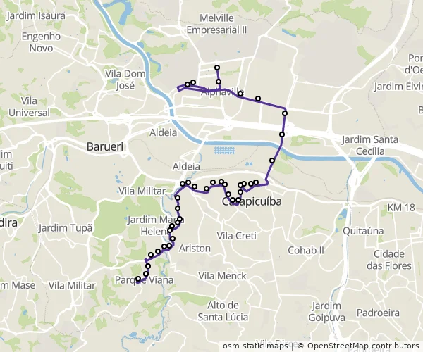 Mapa do itinerário da linha