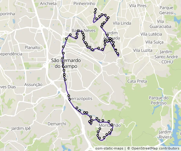 Mapa do itinerário da linha