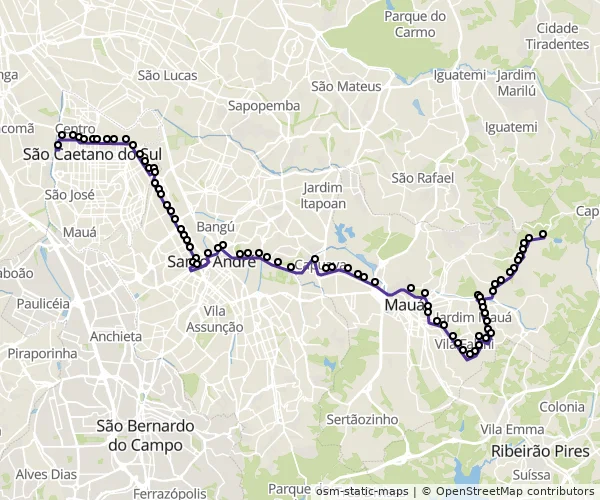 Mapa do itinerário da linha
