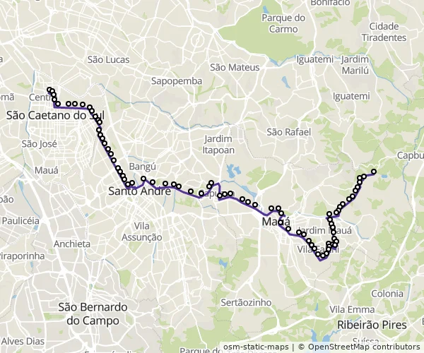 Mapa do itinerário da linha