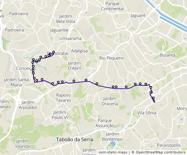 Mapa do itinerário da linha