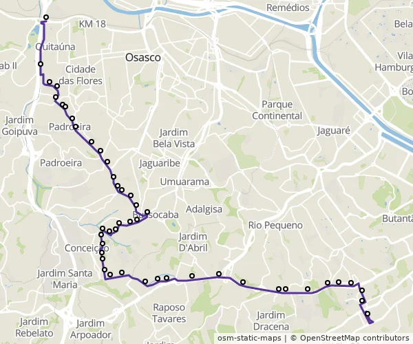 Mapa do itinerário da linha