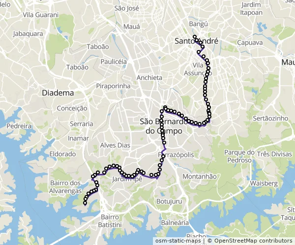 Mapa do itinerário da linha