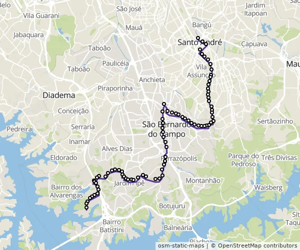 Mapa do itinerário da linha