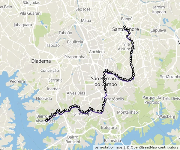Mapa do itinerário da linha
