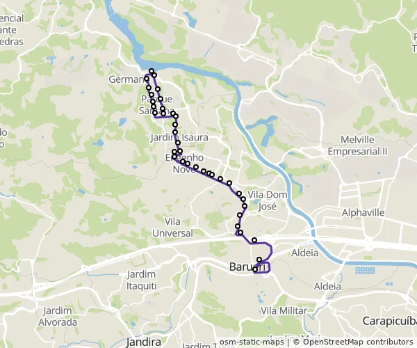 Mapa do itinerário da linha