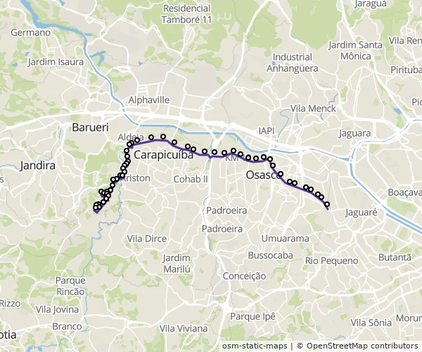 Mapa do itinerário da linha