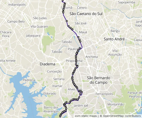 Mapa do itinerário da linha