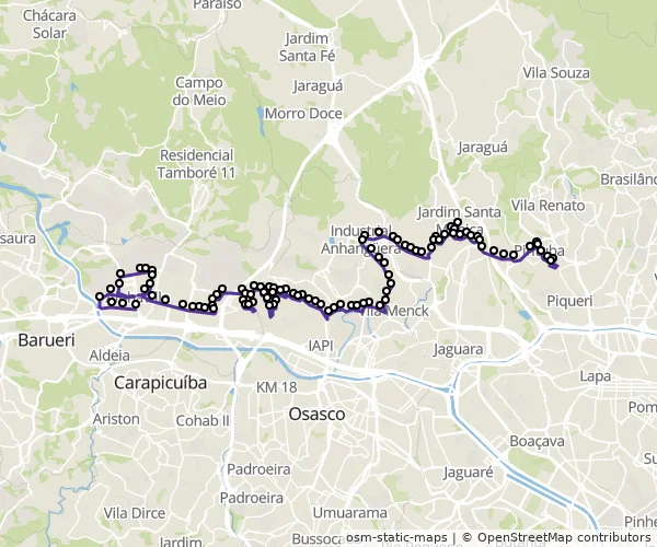 Mapa do itinerário da linha