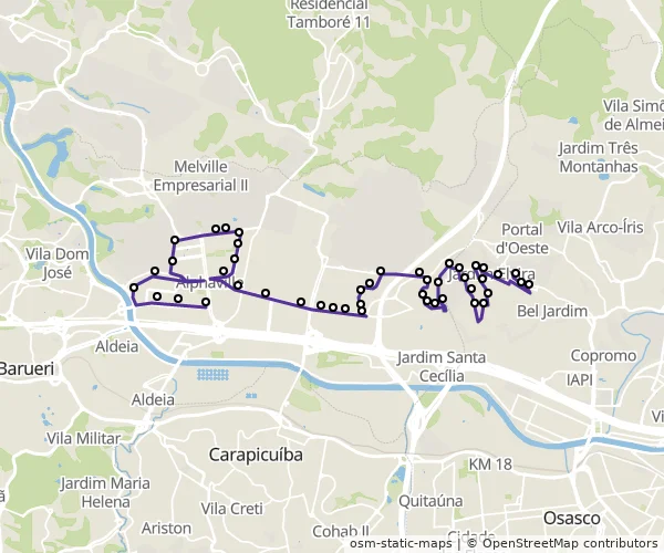 Mapa do itinerário da linha