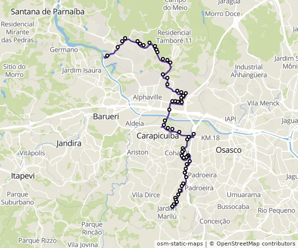 Mapa do itinerário da linha