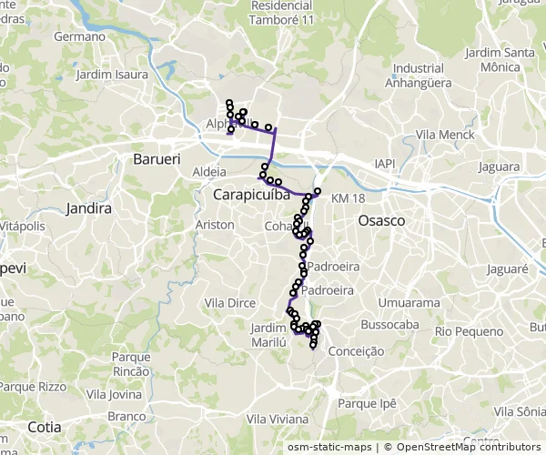 Mapa do itinerário da linha