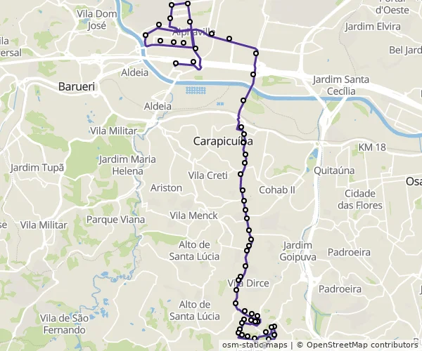 Mapa do itinerário da linha
