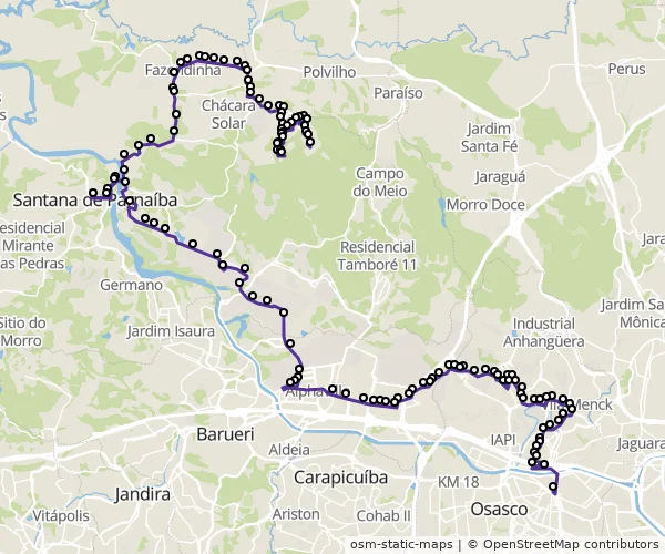 Mapa do itinerário da linha