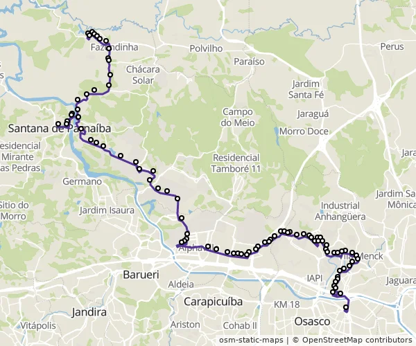 Mapa do itinerário da linha