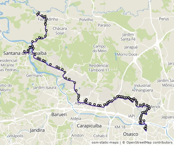 Mapa do itinerário da linha