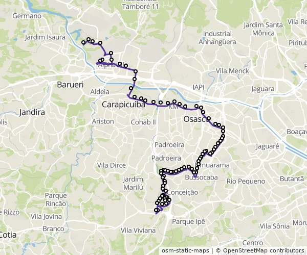 Mapa do itinerário da linha