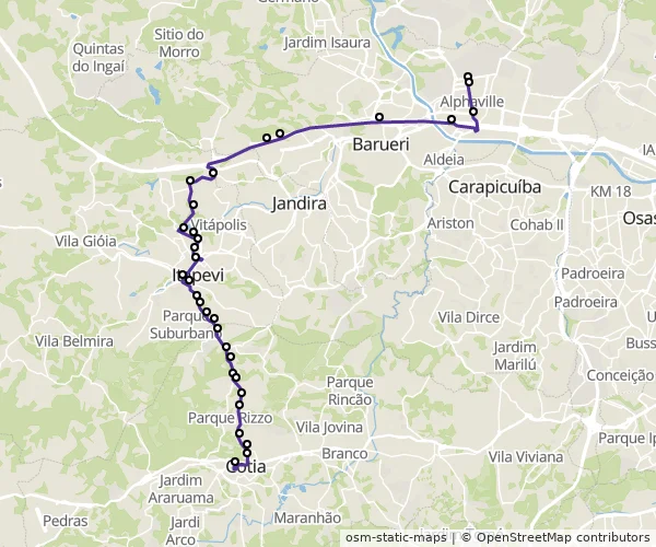 Mapa do itinerário da linha