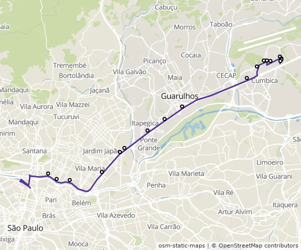 Mapa do itinerário da linha