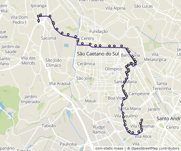 Mapa do itinerário da linha