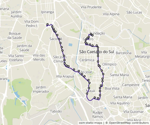 Mapa do itinerário da linha