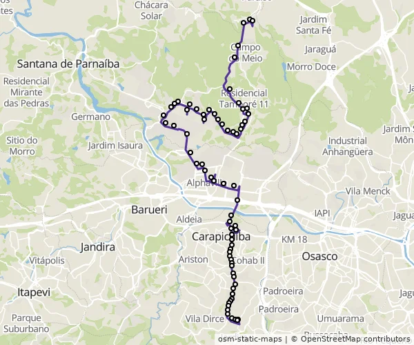 Mapa do itinerário da linha